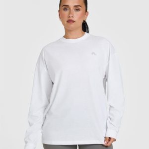 Classic Oversized Lightweight Long Sleeve Top White