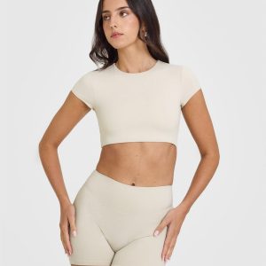 SoftMotion™ Short Sleeve Crop Top Sand
