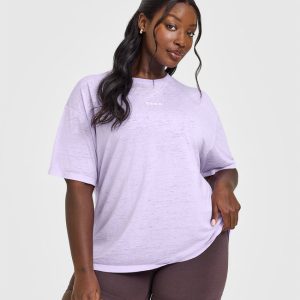 Washed Burnout T-Shirt Lavender Purple