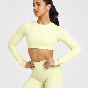 SoftMotion™ Long Sleeve Crop Top Pastel Yellow