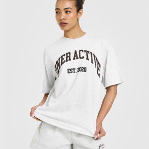 Oner Graphic Washed T-Shirt Light Grey Marl