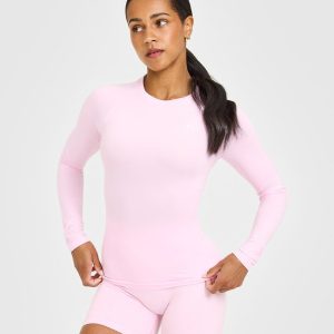 Go To Seamless Fitted Long Sleeve Top Chalk Pink